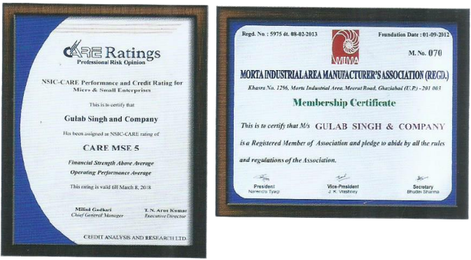 Gulab Singh and Co. Certifications